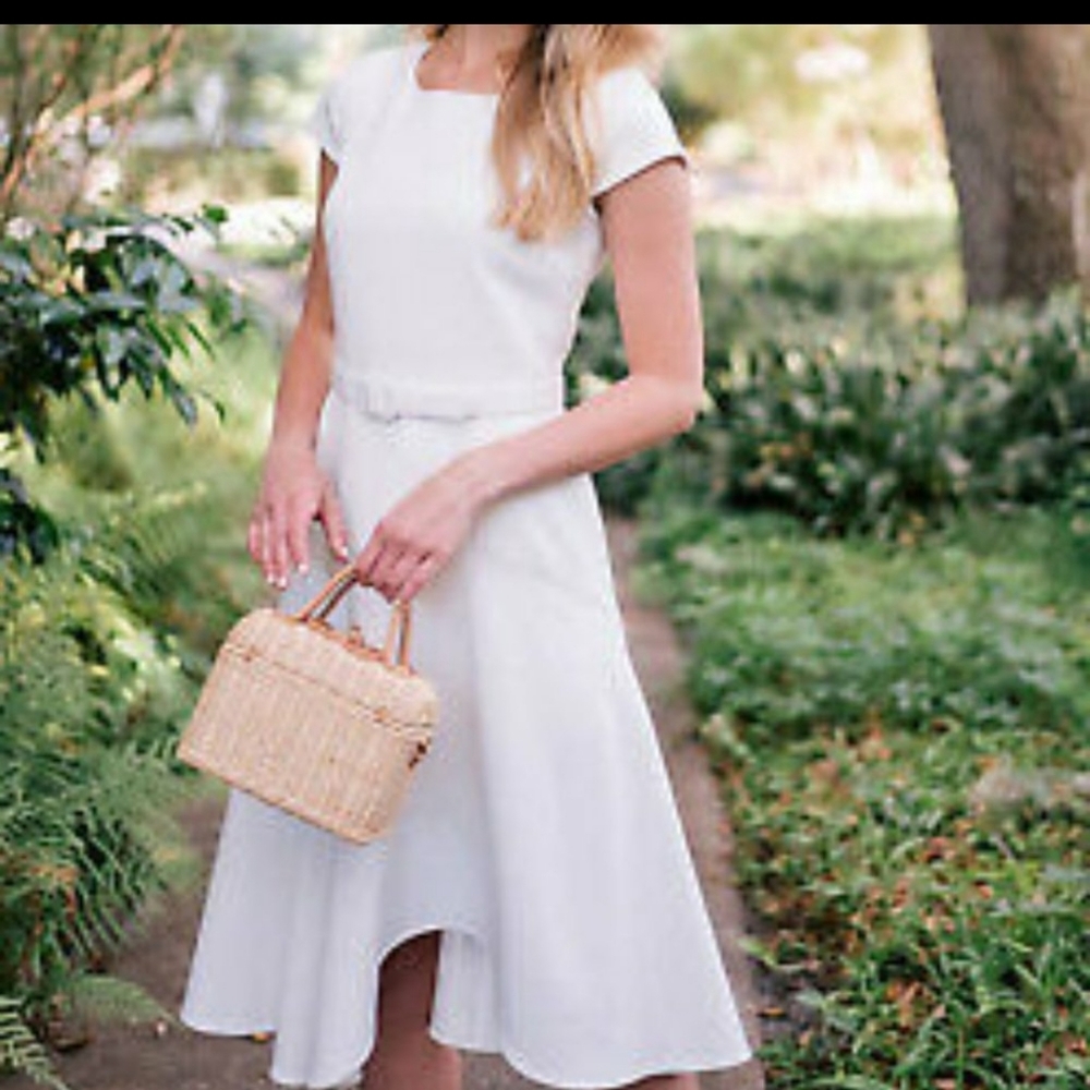 Gal Meets Glam White Midi Dress with Belt